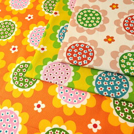 ＼入学PICK／ フルーツ in フルーツ フラワー オックス 50cm単位 | 切売り 切り売り 生地 布 布地 花柄 植物 北欧風 通園 通学 新学期 グッズ 派手 目立つ 大柄 懐かしい 北欧テイスト 普通地 丈夫 コットン100％ かわいい 入園 入学 男の子 女の子