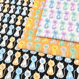 ＼入学PICK／ Funky Town Cats ブロード 50cm単位｜切売り 切り売り 生地 布 布地 コットン100％ ねこ 猫 ネコ キャット かわいい 水彩画風 服地 薄手 薄地 入園 入学 新学期 通園 通学 グッズ 男の子 女の子