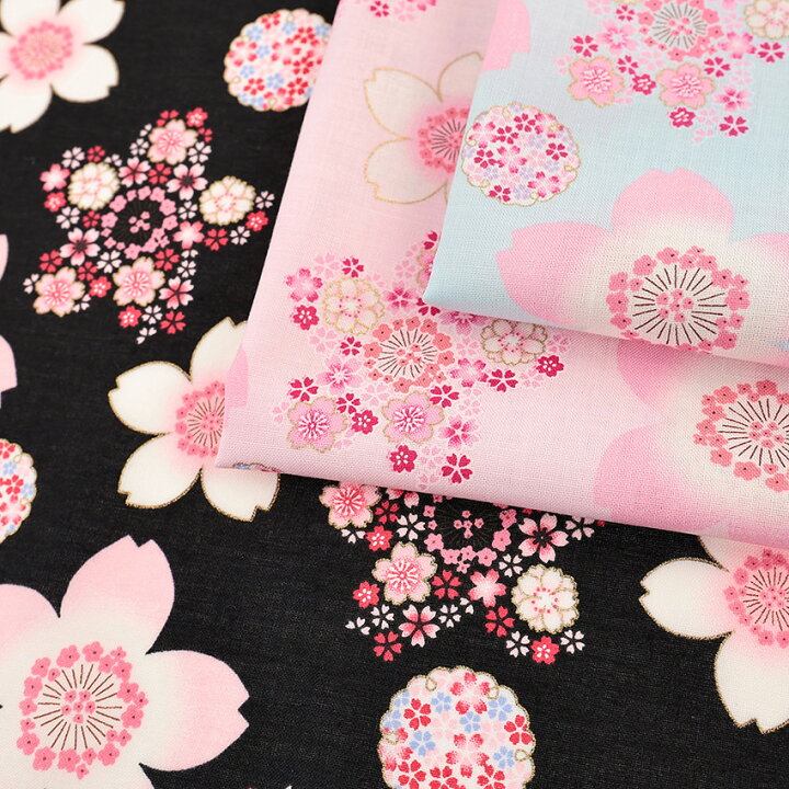 楽天市場】桜だより 3 スケア 50cm単位｜切売り 切り売り 生地 布 布地  