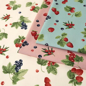 ベリー柄 オックス 50cm単位 | 切売り 切り売り 生地 布 布地 普通地 丈夫 かわいい コットン100％ 自然 大人っぽい ボタニカル柄 苺 いちご イチゴ フルーツ柄 果物 ナチュラル ストロベリー