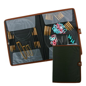 竹製輪針セット（ケース付き）| 編み物 あみもの用品 あみ針セット セット 針 編み針 手芸 手芸用品 道具 輪ばり 編物 針ケース わばり 編み物用品 手編み 棒針 輪編み 編み棒 編棒 あみ棒 編み針セット ハンドメイド 手作り