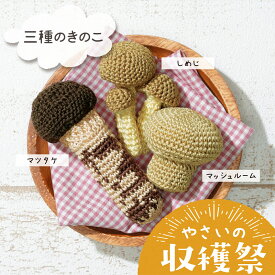 オリムパス やさいの収穫祭 三種のきのこ｜あみぐるみ キット 野菜 編みぐるみ エミーグランデ レース糸 あみもの 手編み かぎ針編み