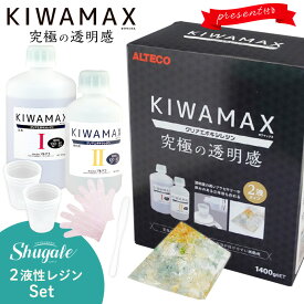 2液性 レジン液 KIWAMAX スターターセット 1.4kg | 2液 二液 レジン クリア エポキシレジン 透明度の高いアクセサリーや厚みのある立体物も作れる ねんど アクセサリー 複製材料 粘土 レジン液 キワマックス 究極の透明感！福袋 レジン資材 レジン用品 粘土 初心者