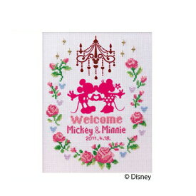 刺繍キット オリムパス ディズニー フラワーコレクション ウエルカムボード（ピンク）｜ウェルカムボード クロスステッチ キット