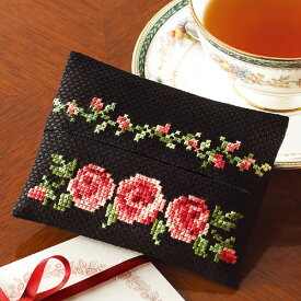 刺繍 刺しゅうキット オリムパス 花刺しゅうの優しい小物 ティッシュケース バラ