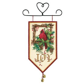 ◎刺しゅうPUSH！◎刺繍 Dimensions Mini Banner - Cardinal Joy （with Hanger and bells）｜刺しゅうキット クロスステッチ