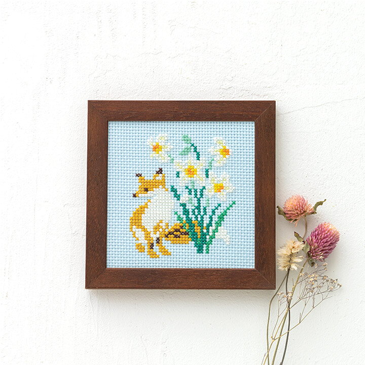 楽天市場】刺繍 キット コスモ かわいいどうぶつと季節のお花 きつねと 