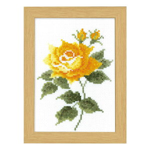 刺繍 12ヶ月の花フレーム マリー・カトリーヌコレクション 10月 イエローローズ|クロスステッチ 刺しゅうキット フレーム付