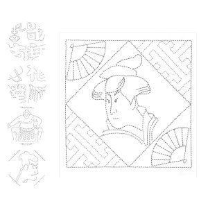 刺し子花ふきん 布パック 白 日本文化柄|5種類 オリムパス 歌舞伎 相撲 浮世絵 日本製