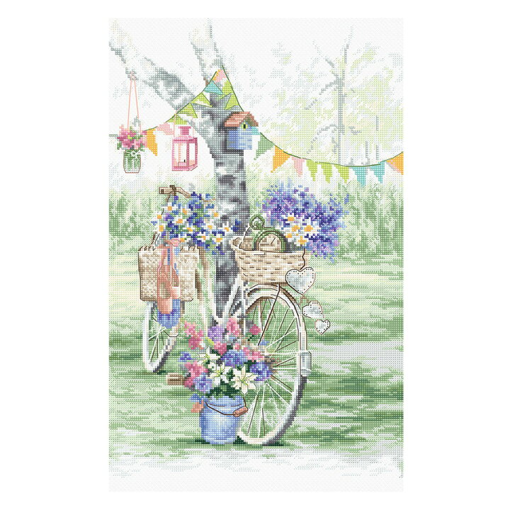 楽天市場 刺繍キット Letistitch 971 Bike 自転車 クロスステッチキット Leti971 自転車のある風景 花 バレエ トウシューズ 花かご バイク 手芸材料の通信販売 シュゲール