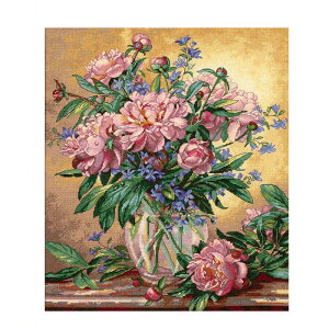 hJ hイALbg Dimensions The Gold Collection fBW Peonies & Canterbury Bells