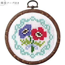 刺繍 刺しゅうキット オリムパス プチフープ フルーツ＆フラワー アネモネとレース |刺繍キット ししゅう 手芸キット 手作りキット 初心者 簡単 クロスステッチ クロス ステッチ クロスステッチキット オリンパス