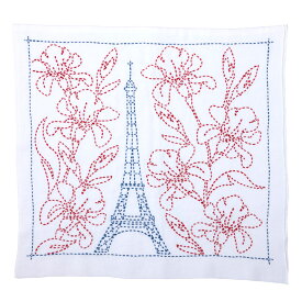 刺し子キット 花ふきん SASHIKO WORLD France エッフェル塔とアイリス｜チューリップ 刺し子 ふきん