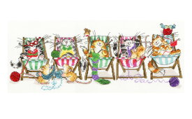 ◎刺しゅうPUSH！◎刺繍 Bothy Thrads Kitty Knit 編み物する猫たち｜XMS4 刺繍キット輸入刺繍 クロスステッチキット 子猫 ねこ