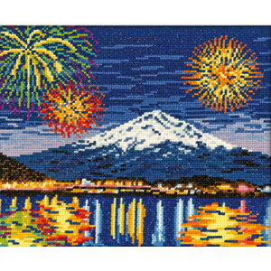 刺繍 刺しゅうキット オリムパス 四季を彩る 日本の名所 河口湖冬花火と富士山