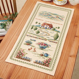 刺繍キット オリムパス オノエ・メグミ タウン＆カントリーの素敵な風景 テーブルセンター 田園の風景 | オノエメグミ クロスステッチ キット
