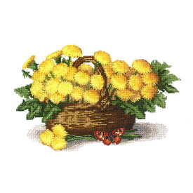 ◎刺しゅうPUSH！◎刺繍キット Charivna BT-114 Basket of dandelions タンポポのバスケット 【メール便可】 クロスステッチ キット