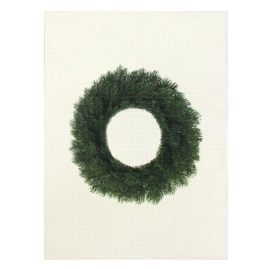 刺繍 刺しゅう布 INTERSTISS Printed Aida 5.5 ホワイト×クリスマスリース 30×40cm 【メール便可】ステッチイデー リースのアイーダ布