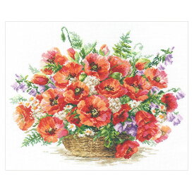 刺繍 輸入キット ALISA 2-28 Basket of Poppies ポピーのバスケット 刺繍キット クロスステッチ