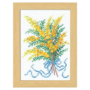刺しゅうキット 12ヶ月の花フレーム マリーカトレーヌコレクション 2月 ミモザ | クロスステッチ 刺繍 キット オリムパス フレーム付