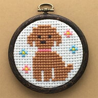 COSMO まんまるフレーム イヌ No.7771 刺繍キット | 初心者 キット 手芸キット 手作り コスモ フレーム付…