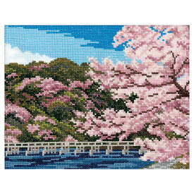 COSMO クロスステッチキット めぐる季節と日本の風景 渡月橋と桜 7459 | 刺繍キット 9カウント 6本取り 刺しゅう キット 景色 さくら 春