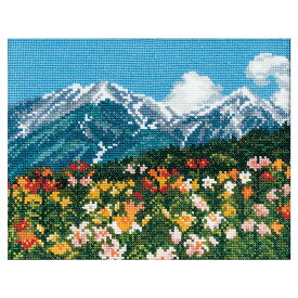 COSMO クロスステッチキット めぐる季節と日本の風景 百合の花と北アルプス 522002 | 刺繍キット 9カウント 6本取り 刺しゅう キット 景色 ゆり 山 夏