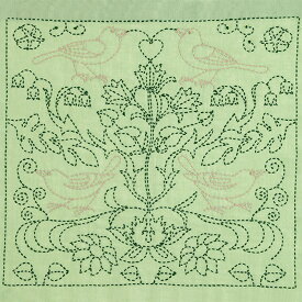 刺し子キット 花ふきん SASHIKO WORLD England 庭園の小鳥たち KSW-028 | 手縫いの花ふきんキット 刺し子 ワールド イングランド イギリス 刺繍キット