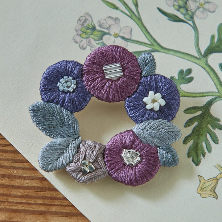 楽天市場】【在庫限り】k,omono floret wreath brooch mauve こもの 