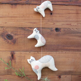 piece nekogao 刺繍モビールキット | 刺しゅう ぬいぐるみ 刺繍 ステッチ刺繍 キット 猫 ネコ ねこがお ネコ顔 手芸 モビール つるし飾り