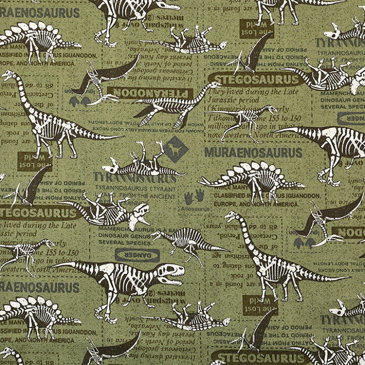 楽天市場】恐竜の骨格柄 オックス 50cm単位｜切売り 切り売り 生地 布  