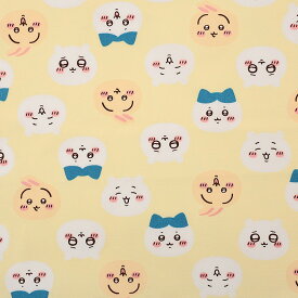 ちいかわ フェイス柄 オックス 50cm単位｜切売り 切り売り 生地 布 布地 コットン100％ アニメ マンガ パステルカラー キャラクター 普通地 丈夫 入園 入学 新学期 グッズ 男の子 女の子 かわいい