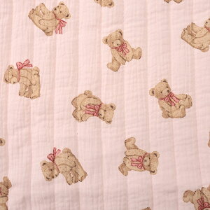 ふわふわコットン クマ ダブルガーゼキルト 50cm単位|切売り 切り売り 生地 布 布地 キルト生地 キルティング キルティング生地 Wガーゼ がーぜ しわ感 シワ感 厚手 丈夫 ベビー小物 用品 く