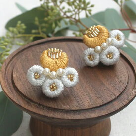 K.omono 刺しゅうキット plump florets イヤリング | piece 刺繍 イヤリング アクセサリーキット アクセサリー ししゅう フランス刺しゅう フランス刺繍 ハンドメイド 手芸 クラフト 材料 手芸キット