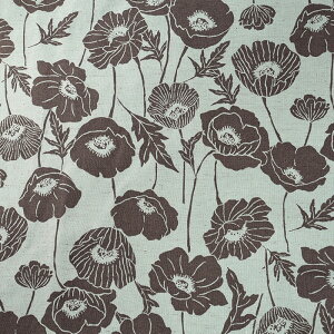 One Flower poppy 綿麻シーチング 50cm単位 | 切売り 切り売り 生地 布 布地 コットンリネン 花柄 フラワー柄 植物柄 ボタニカル柄 かわいい 北欧風 北欧調 薄手 薄地 服地 ひなげし ニュアンスカラ