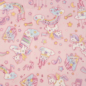 バニラポップ ユニコーンpiano オックス 50cm単位 | 切売り 切り売り 生地 布 布地 ファンタジー ファンシー メルヘンチック ユニコーン 音楽 楽器 通園 通学 入園 入学 新学期 グッズ 女の子 男