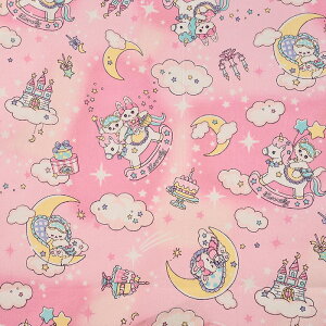 【20%OFFクーポン対象】 バニラポップ キャットmoon オックス 50cm単位 | 切売り 切り売り 生地 布 布地 ファンタジー ファンシー メルヘンチック うさぎ ウサギ ネコ キャット 入園 入学 新学期