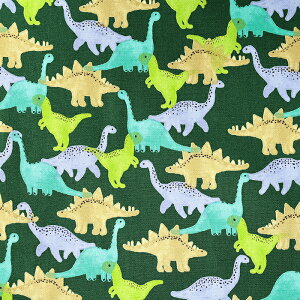 Little Zoo Dinosaur オックス 50cm単位 | 切売り 切り売り 生地 布 布地 コットン100% きょうりゅう ダイナソー ジュラシック かっこいい リトルズー グッズ 普通地 丈夫 動物柄 入園 入学 通園 通学