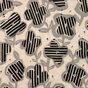 リネンライクスラブ StripFlower 50cm カットクロス | 生地 布 布地 はぎれ カット布 コットン100% ざっくり シャリ感 リネンライク リネン風 スラブ 北欧風 北欧調 北欧テイスト 花柄 フラワー柄