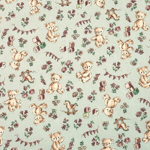 Petite Princess テディベア シーチング 50cm単位 | 切売り 切り売り 生地 布 布地 コットン100% プチプリンセス くま クマ 熊 ベア テディベア 薄手 薄地 レトロ クラシカル かわいい 花柄 フラワー