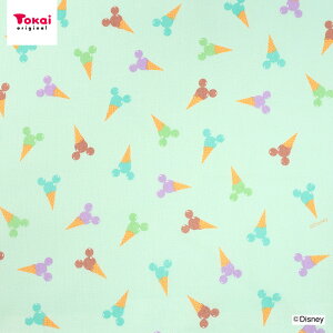 ディズニー ミッキー アイス シーチング 50cm単位 | 切売り 切り売り 生地 布 布地 コットン100% Disney キャラクター ミッキーマウス アイスクリーム 薄手 薄地 入園 入学 通園 通学 新学期 男の