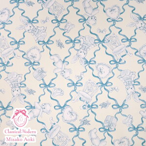 クラシカルモダン マイルーム ポリエステルツイル 50cm単位 | 切売り 切り売り 生地 布 布地 青木美沙子 かわいい ガーリー キュート ロリータ ロリィタ ベア クマ 熊 くま うさぎ ウサギ ラビ