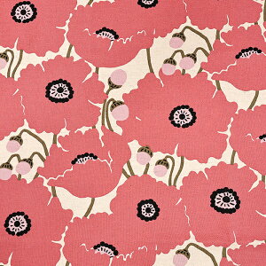 う早この布 ケシ 綿麻キャンバス 50cm単位 | 切売り 切り売り 生地 布 布地 北欧風 北欧調 北欧テイスト 花柄 フラワー柄 フラワープリント コットンリネン 普通地 丈夫 うさこの布 かわいい