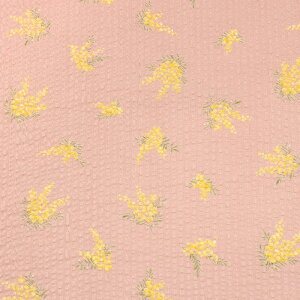 ミモザ柄 リップル 50cm単位 | 切売り 切り売り 生地 布 布地 コットン100% くすみカラー ニュアンスカラー 涼しい サマー フラワー柄 花柄 ミモザ ゆかた 浴衣 じんべい 甚平 浴衣ドレス 女の