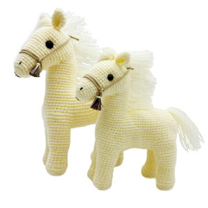 alize AngoraGold(アンゴラゴールド)で編む あみぐるみ親子馬|編みぐるみ 編み物 うま 午 干支 キット ニット 手編み どうぶつ