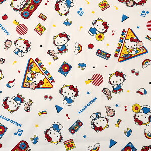 サンリオ ハローキティ ミュージック オックス 50cm単位 | 切売り 切り売り 生地 布 布地 コットン100% キティちゃん 懐かしい SANRIO キャラクター カラフル 入園 入学 新学期 通園 通学 グッズ