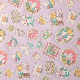 Nuance Kids うさぎシール風柄 CB 50cm単位 | 切売り 切り売り 生地 布 布地 コットン100％ かわいい 新学期 通園 通学 グッズ アニマル ウサギ くま ねこ ペンギン 薄手 薄地 服地 ニュアンスキッズ 入園 入学 男の子 女の子