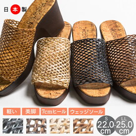 【4/1から 全品15％OFFセール+P最大4倍】サボサンダル 厚底 メッシュ ウェッジ レディース 日本製 サンダル ミュール サンダル 歩きやすい 痛くない サンダル レディース ヒール 太ヒール チャンキーヒール ミドルヒール