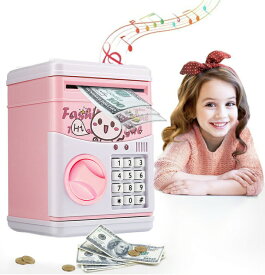 子供用貯金箱 電子貯金箱 金庫型 4桁暗証番号 パスワード設定 音楽付き 硬貨 紙幣 大容量 セキュリティ 誕生日 プレゼント
