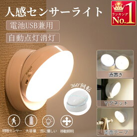 人感センサーライト 360度角度調整 室内 玄関 USB充電 乾電池 兼用 LED 照明 クローゼットライト 明暗センサー LEDライト おしゃれ 屋内 廊下 小型 ランタン 防犯 防災グッズ マグネット取付 角度調整 停電対策 廊下 足元灯 懐中電灯 フットライト 階段照明 省エネ LED A098